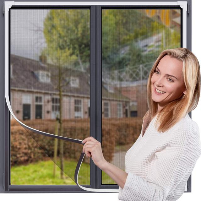 Magnetic Window Screen, Fly Screen For Windows Max Size 190 X 120CmFiberglass Mesh Easy Installation Prevents Insects/Flies/Mosquitoes From Entering T on Productcaster.