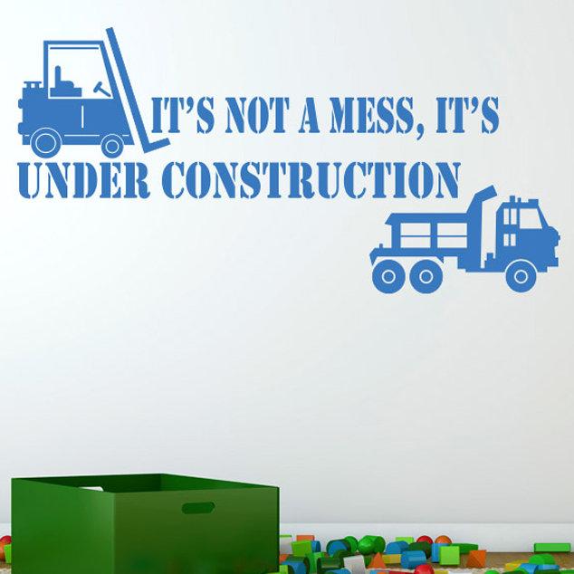 It's Not A Mess It's Under Construction Wall Sticker East Urban Home Colour: Blue, Size: Large on Productcaster.