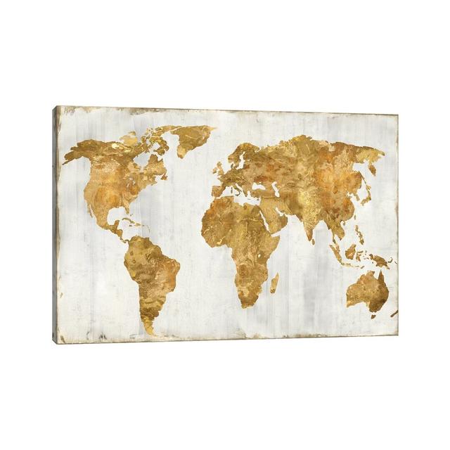 The World in Gold by Russell Brennan - Painting Print on Canvas Ebern Designs Format: Wrapped Canvas, Size: 20.32cm H x 30.48cm W x 1.91cm D on Productcaster.