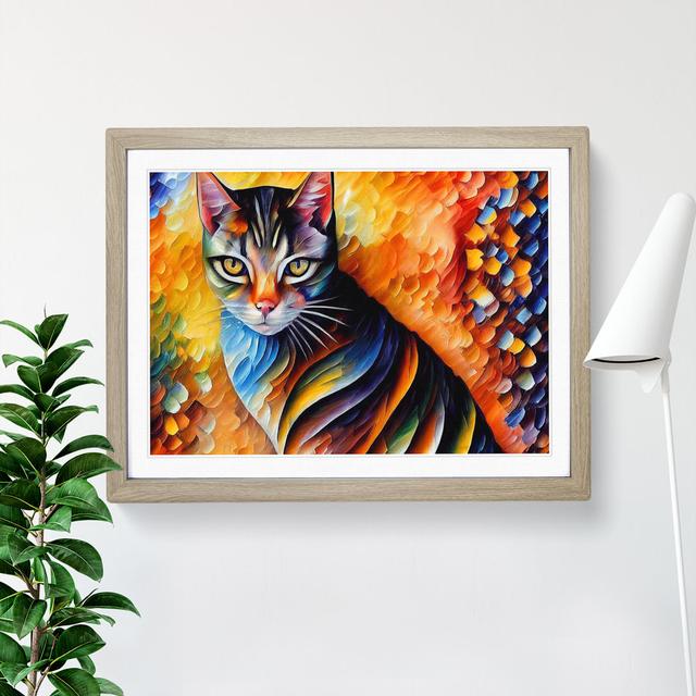 Cat Painting Vol.7 Abstract - Single Picture Frame Print Marlow Home Co. Frame Colour: Oak Framed, Size: 34cm H x 46cm W x 2cm D on Productcaster.