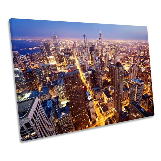 Chicago Skyline City - Wrapped Canvas Print Ebern Designs Size: 40.6cm H x 61cm W x 2cm D on Productcaster.