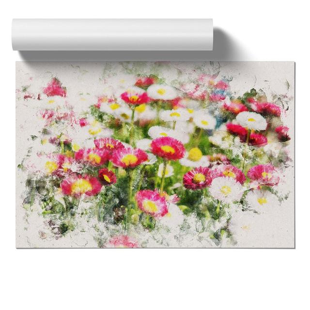 Pretty Flowers Watercolour - Unframed Graphic Art East Urban Home Size: 59cm H x 84cm W x 0.1cm D on Productcaster.