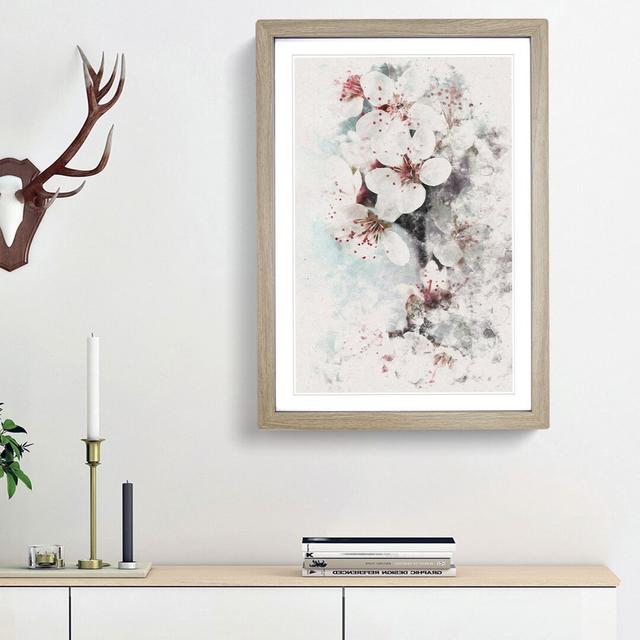 White Blossoms - Picture Frame Painting Print East Urban Home Frame Option: Oak Framed, Size: 33cm H x 24cm W x 2cm D on Productcaster.