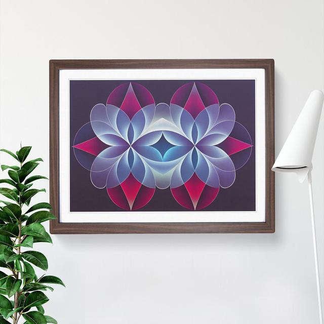 Iconic Modern Flowers Abstract - Single Picture Frame Print Marlow Home Co. Size: 46cm H x 64cm W, Frame Colour: Walnut on Productcaster.