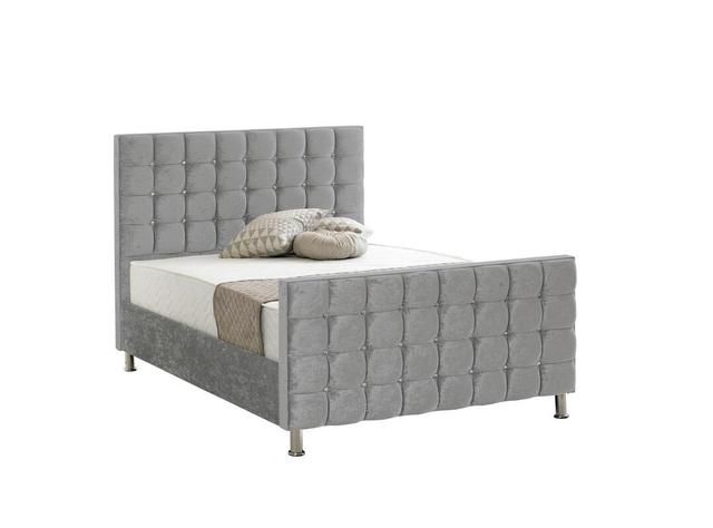 Jordyn Upholstered Bed Frame Mercer41 Colour: Crush Silver, Size: Small Double (4') on Productcaster.