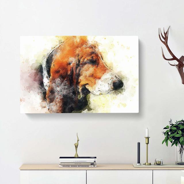 Basset Hound Dog in Abstract - Wrapped Canvas Painting Pint East Urban Home Size: 50cm H x 76cm W x 3cm D on Productcaster.