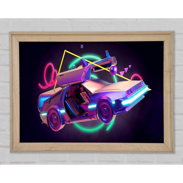 Delorean Car Neon - Single Picture Frame Art Prints Brayden Studio Size: 21cm H x 29.7cm W x 1.5cm D on Productcaster.