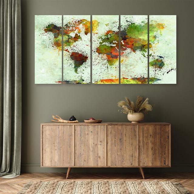 Leinwandbild Abstract World Map Coloured Williston Forge Größe: 60 cm H x 150 cm B on Productcaster.