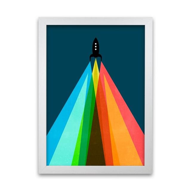 Rainbow and Navy Rocket A - Graphic Art Print on Paper 17 Stories Frame Option: White Frame, Size: 59cm H x 42cm W x 3cm D on Productcaster.