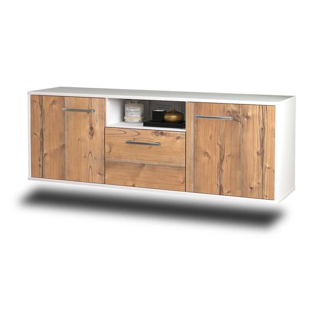 Mesa TV stand, color: concrete/white, flying/metal handles, size: 92 x 49 x 35cm Latitude Run Colour: Pine/White on Productcaster.