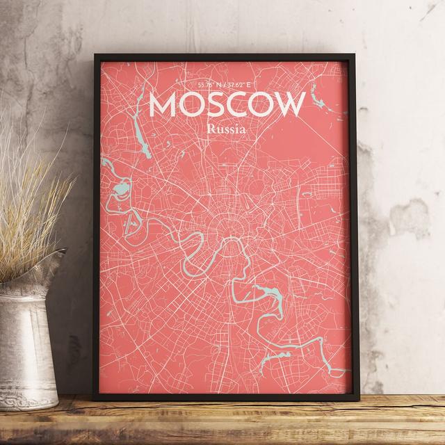 Moscow City Map - No Frame Print East Urban Home Size: 43.2cm H x 27.9cm W x 0.1cm D on Productcaster.