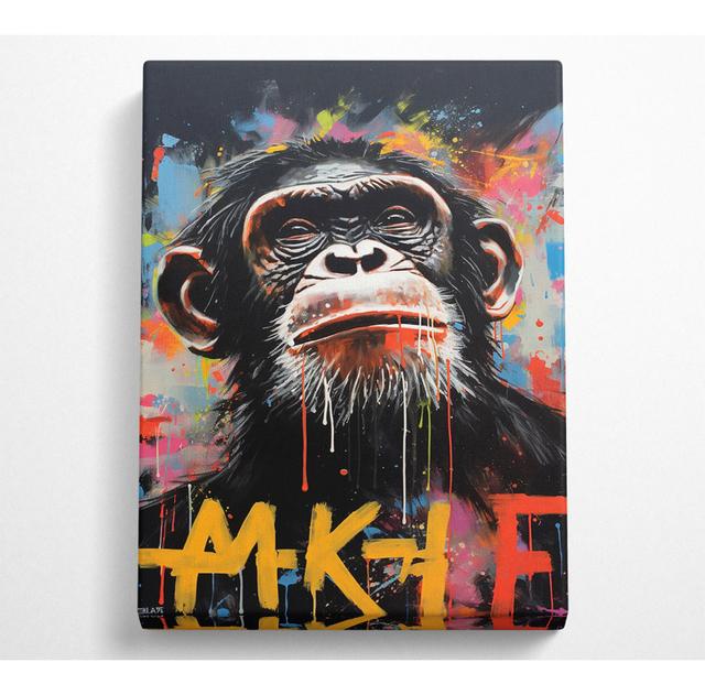 Chimp Think Canvas Art Print Happy Larry Size: 81cm H x 121.9cm W on Productcaster.