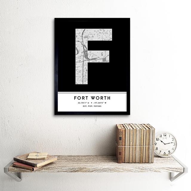 Fort Worth Black and White - Picture Frame Typography Wee Blue Coo on Productcaster.