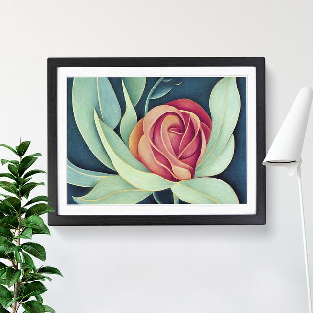 Miraculous Rose Flower - Single Picture Frame Painting 17 Stories Size: 25cm H x 34cm W x 2cm D, Frame Colour: Black on Productcaster.