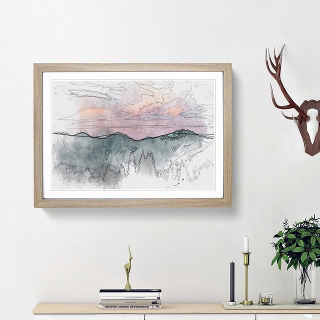 Mountain Divide in Abstract - Picture Frame Drawing Print East Urban Home Size: 36cm H x 48cm W x 2cm D, Frame Option: Oak Framed on Productcaster.