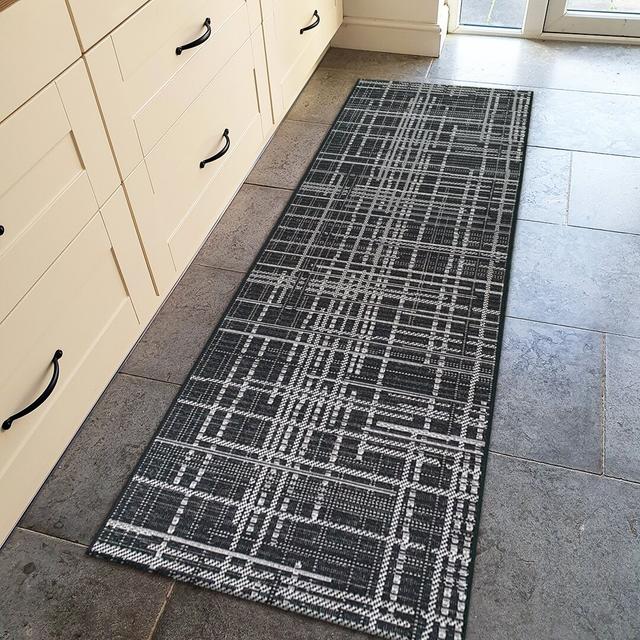 Flatweave Rug in Black by Latitude Run, Rug Size: Runner 80 x 250cm on Productcaster.