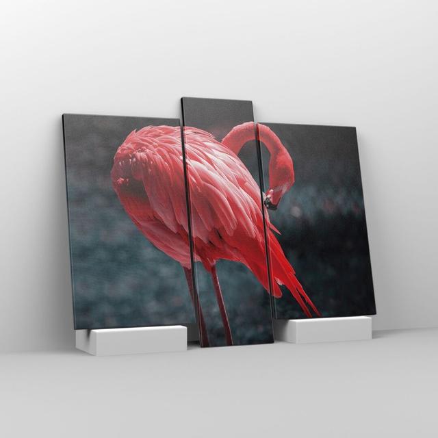 Flamingo Pink Bird - 3 Piece Wrapped Canvas Photograph Bay Isle Home Size: 80cm H x 95cm W x 1.8cm D on Productcaster.