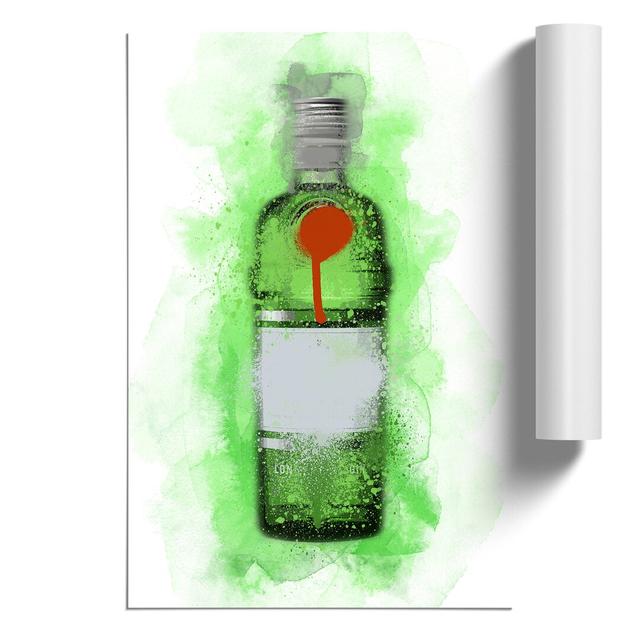 Green Gin Bottle - Unframed Graphic Art East Urban Home Size: 84cm H x 59cm W x 0.1cm D on Productcaster.