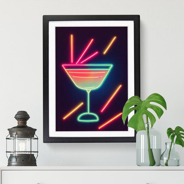 Cocktail Neon - Single Picture Frame Print Marlow Home Co. Format: Black Framed, Size: 64cm H x 46cm W on Productcaster.