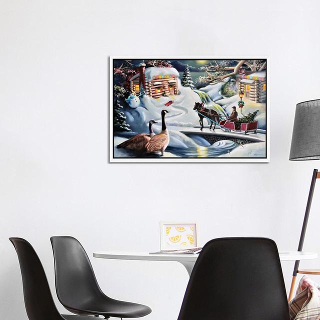 Santa And Reindeer by D. "Rusty" Rust - Gallery-Wrapped Canvas Giclée on Canvas The Seasonal Aisle Size: 66.04cm H x 101.6cm W x 3.81cm D, Format: Whi on Productcaster.