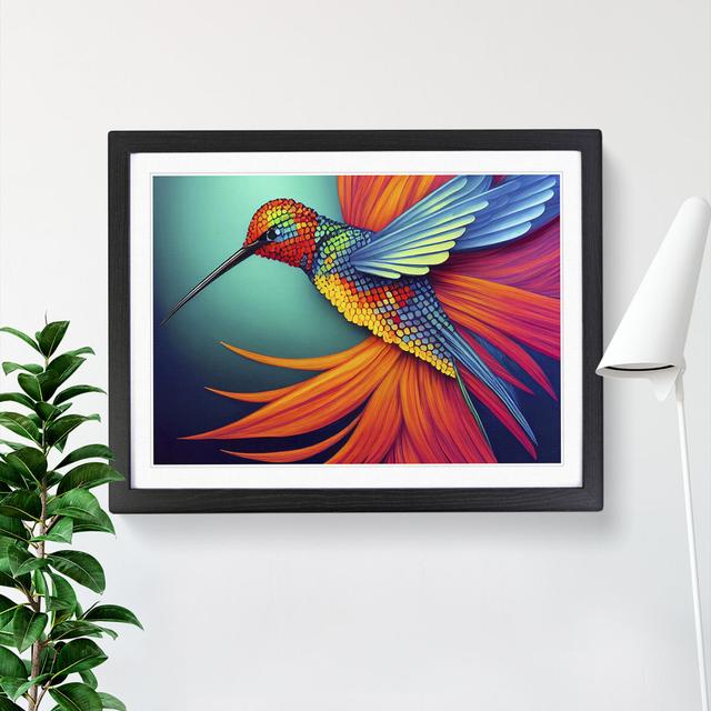 Exotic Hummingbird Abstract - Single Picture Frame Painting ClassicLiving Frame Colour: Black, Size: 46cm H x 64cm W x 2cm D on Productcaster.