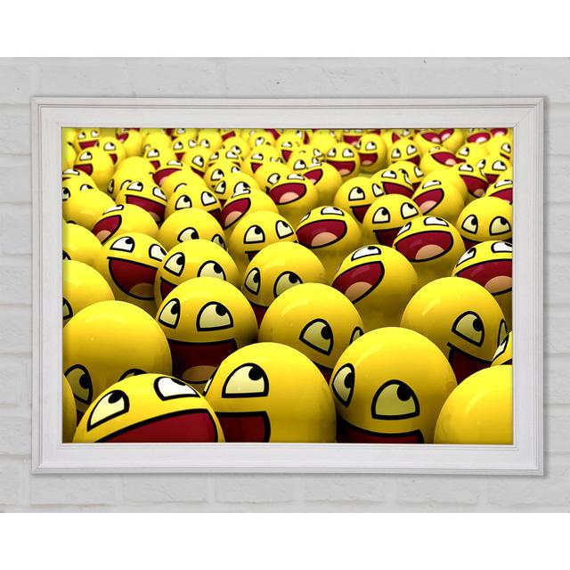 Lustige Smileys Gerahmter Druck Happy Larry Größe: 59,7 cm H x 84,1 cm B x 1,5 cm T on Productcaster.