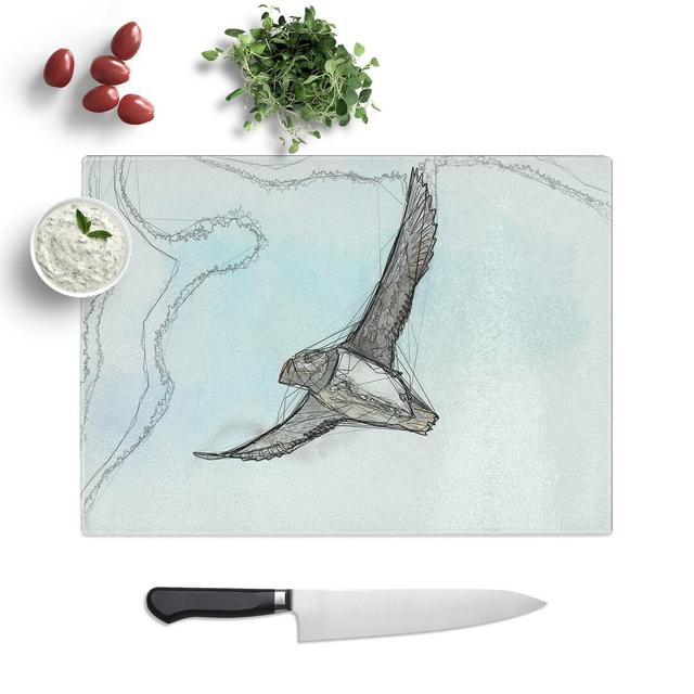 Glass Flying Atlantic Puffin Bird in Abstract Chopping Board East Urban Home Size: 39 cm W x 28.5 cm L on Productcaster.