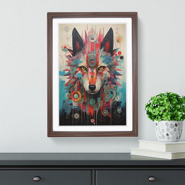 Wolf Dadaism No.2 - Single Picture Frame Print on Wood Alpen Home Size: 64cm H x 46cm W x 2cm D, Frame Colour: Walnut on Productcaster.