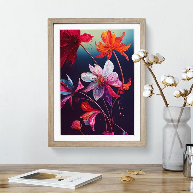 Drip Flowers No.4 - Picture Frame Graphic Art ClassicLiving Size: 46cm H x 34cm W x 2cm D, Frame Colour: Oak on Productcaster.