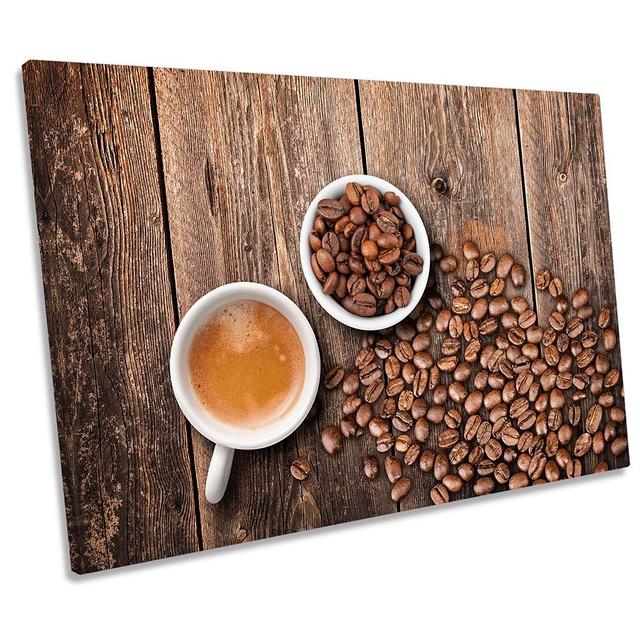 Brown Coffee Kitchen Cups Picture CANVAS WALL ART Print Ebern Designs Size: 61cm H x 91.4cm W x 4cm D on Productcaster.