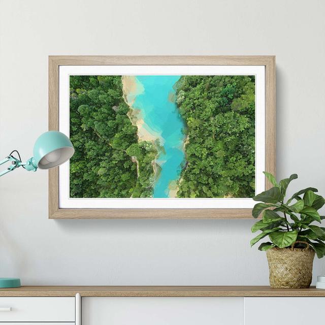 Saint Cassien Lake in France in Abstract - Picture Frame Graphic Art Print East Urban Home Size: 60cm H x 91cm W x 2cm D, Frame Option: Oak on Productcaster.