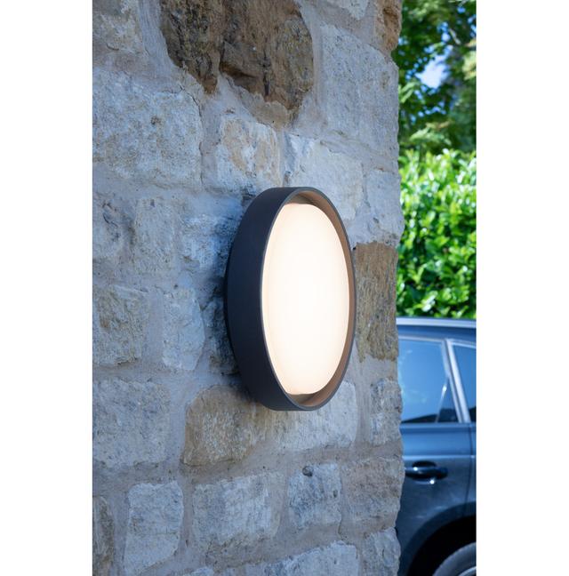 Brinli Matt Grey Integrated LED Outdoor Bulkhead Light 17 Stories Size: 25" H x 25" W x 6.50" D on Productcaster.