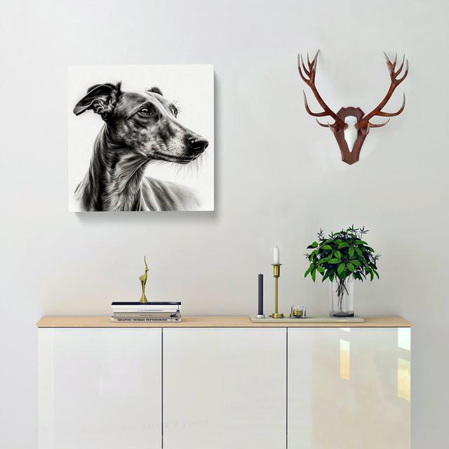 Greyhound Dog Drawing - Print Marlow Home Co. Size: 35cm H x 35cm W x 3cm D on Productcaster.