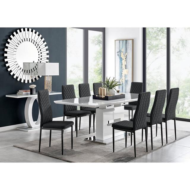 Eubanks Extendable Dining Set with 8 Chairs Canora Grey Colour (Chair): Black on Productcaster.