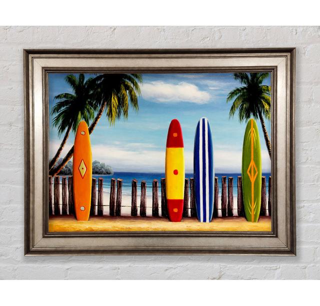 Surfboards On The Fence - Print Bright Star Size: 42cm H x 59.7cm W x 8cm D on Productcaster.