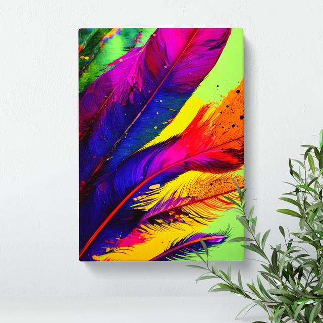 Paint Drip Feathers No.3 - Wrapped Canvas Graphic Art Latitude Vive Size: 60cm H x 40cm W x 3cm D on Productcaster.