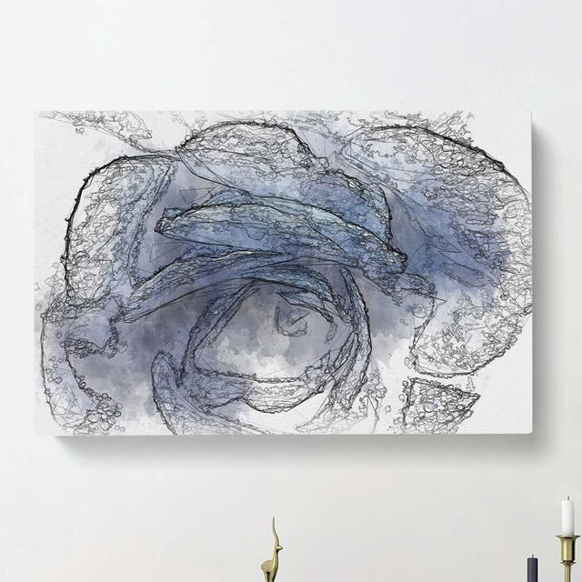 Blue Rose in Abstract - Wrapped Canvas Graphic Art Print East Urban Home Size: 50cm H x 76cm W x 3cm D on Productcaster.