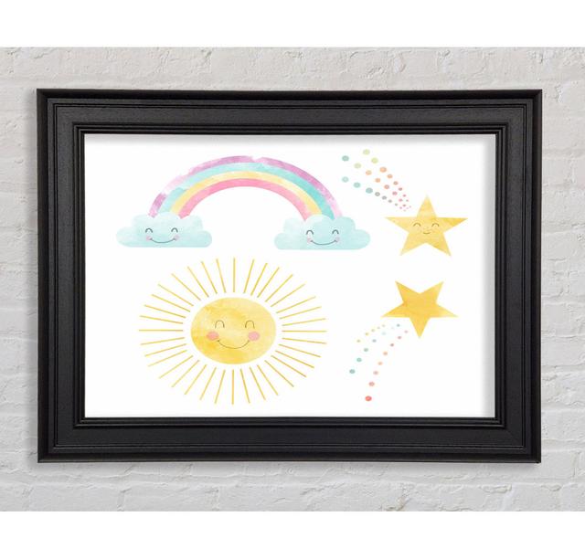 Glücklicher Regenbogen und Wolken - Druck Harriet Bee Format: Poster mit schwarzem Rahmen, Größe: 59,7 cm H x 84,1 cm B x 8 cm T on Productcaster.