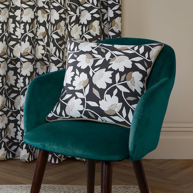 Luna Floral Square Throw Cushion Fusion Colour: Black on Productcaster.