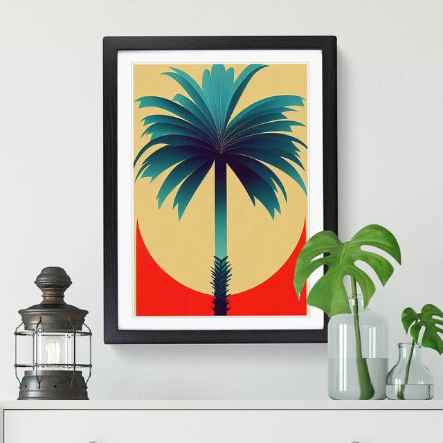 Palm Tree Art Deco - Single Picture Frame Print 17 Stories Size: 34cm H x 25cm W x 2cm D, Frame Option: Walnut on Productcaster.