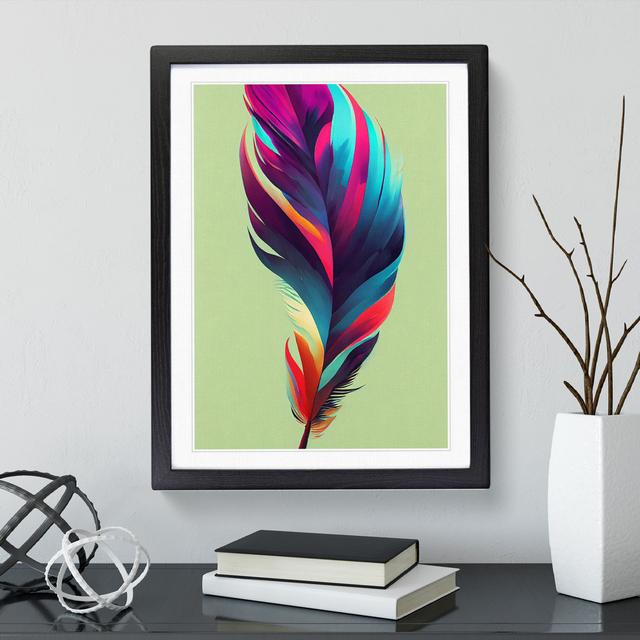 Colourful Feather No.3 - Picture Frame Painting World Menagerie Frame Colour: Black, Size: 34cm H x 25cm W x 2cm D on Productcaster.