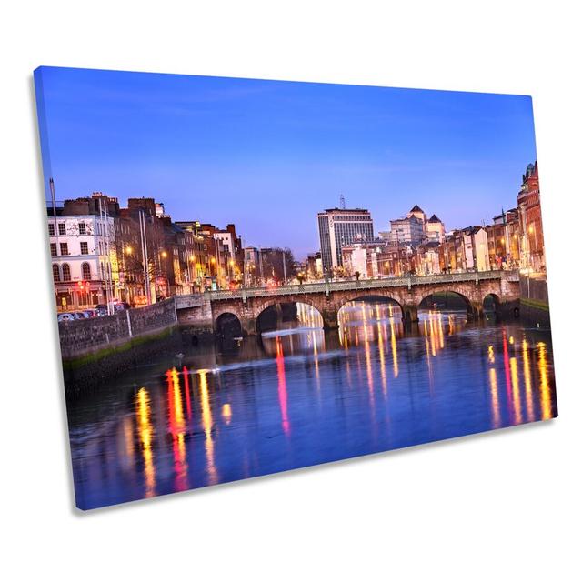 Dublin City Ireland River Picture Canvas Wall Art Print Ebern Designs Size: 81.3cm H x 121.9cm W x 4cm D on Productcaster.