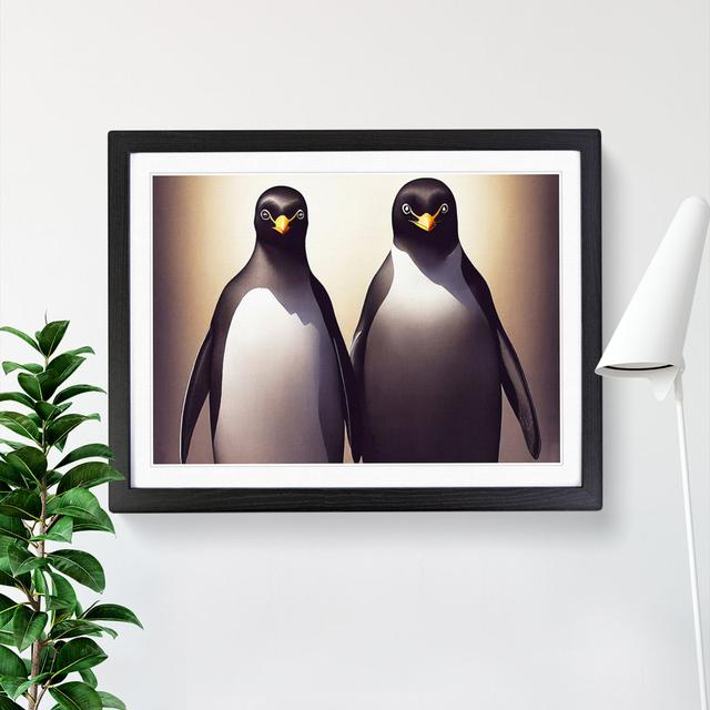 XH1022-6750X Pair Of Penguins - Single Picture Frame Painting Marlow Home Co. Size: 46cm H x 64cm W x 2cm D, Format: Black Framed on Productcaster.