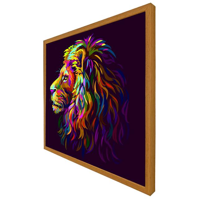 Buckhall Abstract, Multicolored Profile Portrait Of A Lion's Head On A Purple Background In PopArt Style - Single Picture Frame Art Prints World Menag on Productcaster.