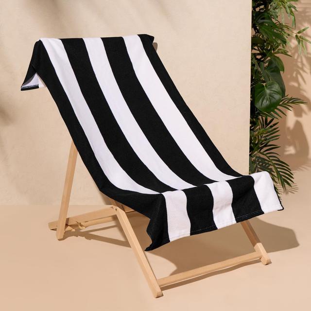 Stripe Towel Bath Quick Dry Summer Travel Microfibre Absorbent Swim Breakwater Bay Colour: Black on Productcaster.