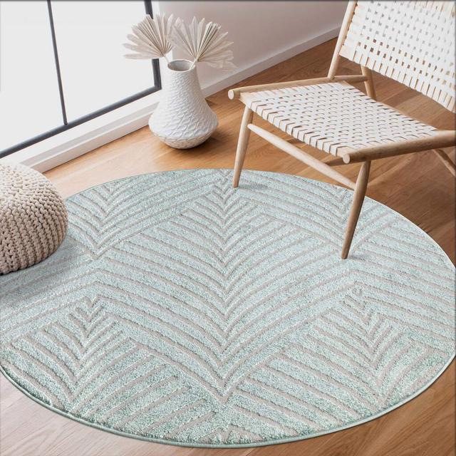 Merdice Geometric Mint Turquoise Area Rug 17 Stories Rug Size: Round 200cm on Productcaster.