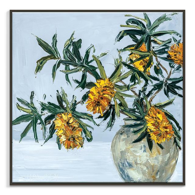 Banksia In A Pot by Angela Hawkey - Painting Rosalind Wheeler Format: Black Framed Canvas, Size: 102cm H x 102cm W x 5cm D on Productcaster.