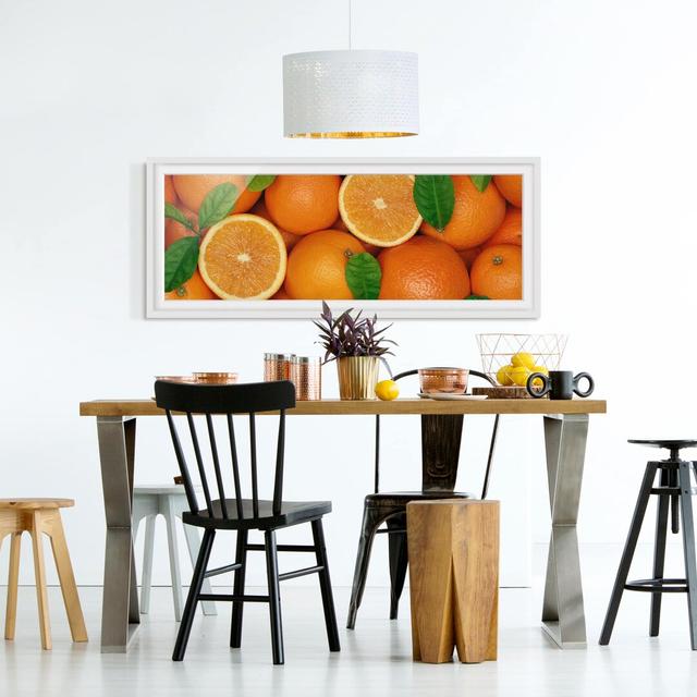 Gerahmtes Poster Juicy Oranges ModernMoments Maße: 30 cm H x 75 cm B x 2 cm T, Rahmenauswahl: Weißer Rahmen on Productcaster.