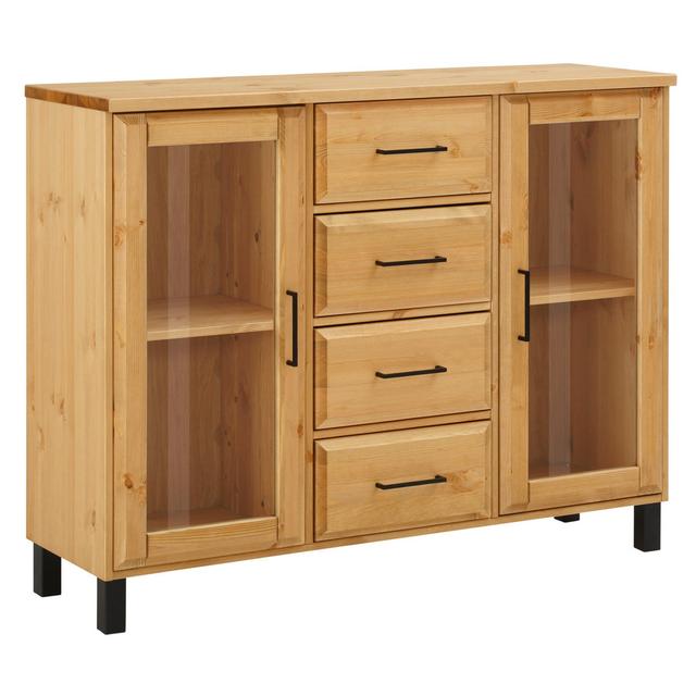 122 Cm Wide 4 Drawer Pine Solid Wood Sideboard Luwo Colour: Brown on Productcaster.