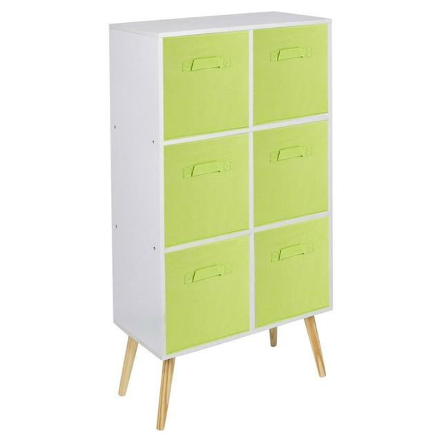 Zabarsaya Bookcase 17 Stories Colour: White/Green/Beech on Productcaster.